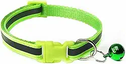 Coleira Refletora De Nylon com Guizo para Gatos e Cachorros pequeno porte, Ajustável Para Animais De Estimação, COR VERDE,12-16cm