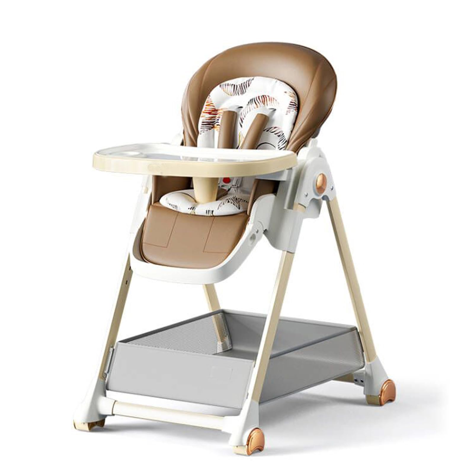 Magic ZC Seggiolone per Bambini Sedia da Pranzo per Multifunzionale Pappa con 6 Altezze Regolabili e 3 Posizioni Reclinabili Convertibile Pieghevole con Doppi Vassoi Staccabili e Ruote (808 Khaki)