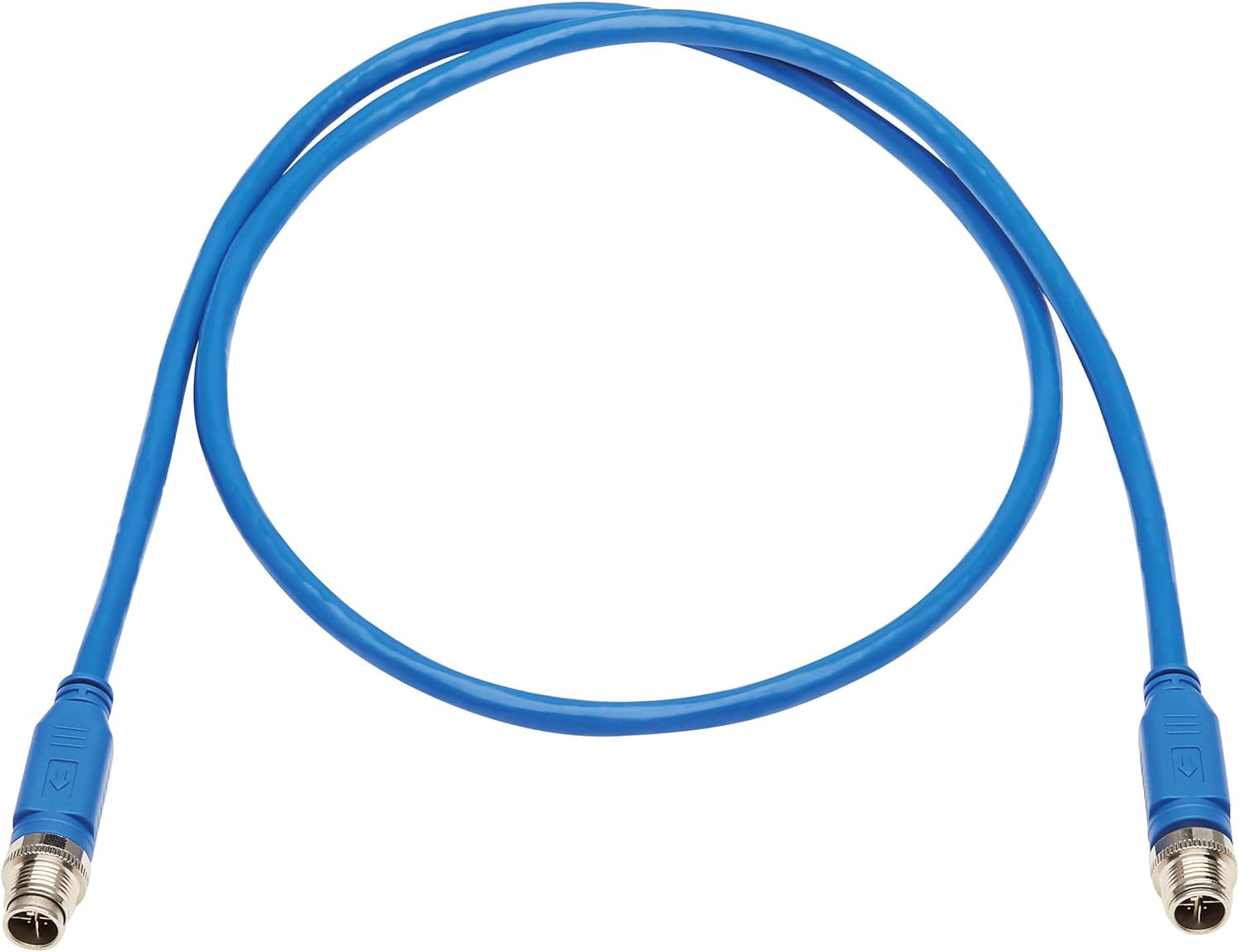 Tripp Lite M12 X-Code Cat6 Ethernet Cable Blue (M/M), 1 Gbps, UTP, UL CMR-LP Certified for 60W PoE, Heavy-Duty IP68 Rating, 9.8 Feet / 3 Meters, (NM12-601-03M-BL)