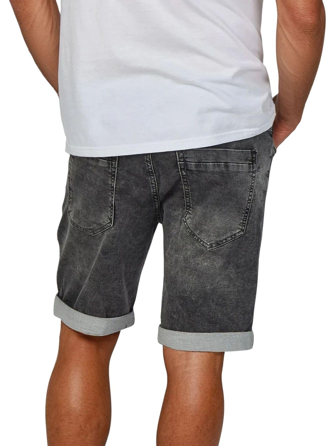 riverso Męskie jeansy spodenki RIVPaul krótkie spodnie lato bermudy Stretch Denim szorty dresowe bawełna szaro-niebieski ciemnoniebieski w30 w31 w32 w33 w34 w36 w38 w40 w42