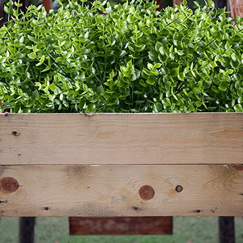 Haplia 8Pcs Artificial Eucalyptus Plants,Fake Boxwood Shrubs Uv Resistant No Fade Faux Plastic Greenery For Wedding Bridal Bouquet Indoor Outdoor Home Garden Kitchen Office Table Vase(Green) #TOP7