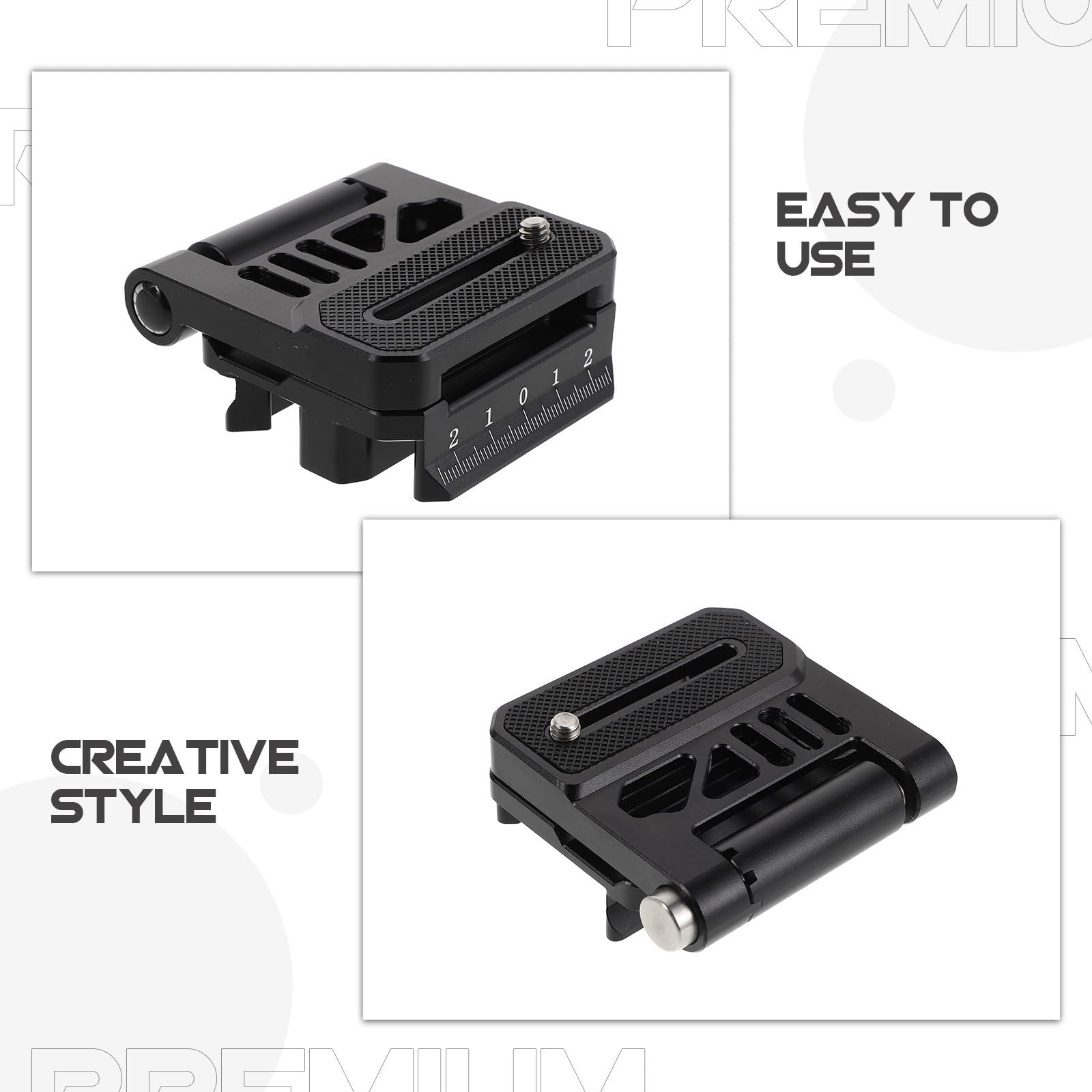 Zerodeko Staffa per Fotocamera, Piastra Sgancio Rapido Pieghevole in Lega di Alluminio, Vite 1/4'', Commutazione Verticale/orizzontale, per Fotografia e Viaggio, Nera