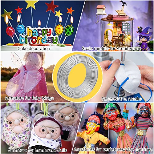 aluminum armature wire for sculpting 2 mm thickness metal bendable wire flexible wrapping weaving for crafts jewelry making doll armature modeling diy 12 gauge 118 ft silver