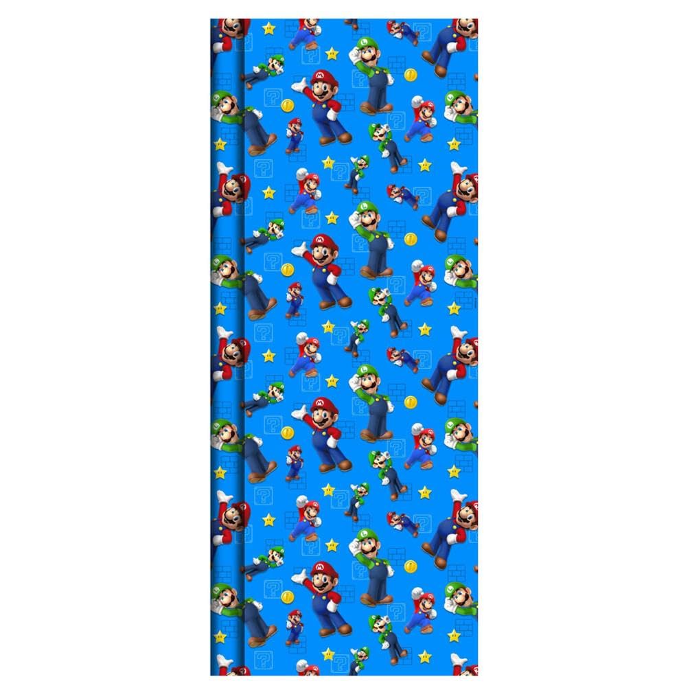 Super Mario Bros Wrapping Paper by Hallmark 3 x 2 Metre Rolls -Plastic Free & Fully Recyclable Wrap- Birthday Wrapping paper
