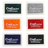6 Pcs Craft Ink Pad, Washable Ink Pads for Kids Multicolor Ink Pads for Rubber Stamps, Paper, Scrapbooking, Wood Fabric, 6 Unique Darken Colors