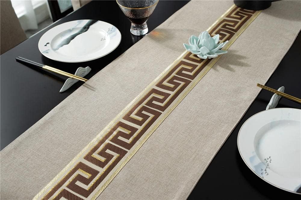 Cotton Linen Fringe Table Runners Macrame Tablerunner for Kitchen Restaurant Hotel Cafe Beige Hanging Spike 13 X 90.6 inches(33 X 230cm)