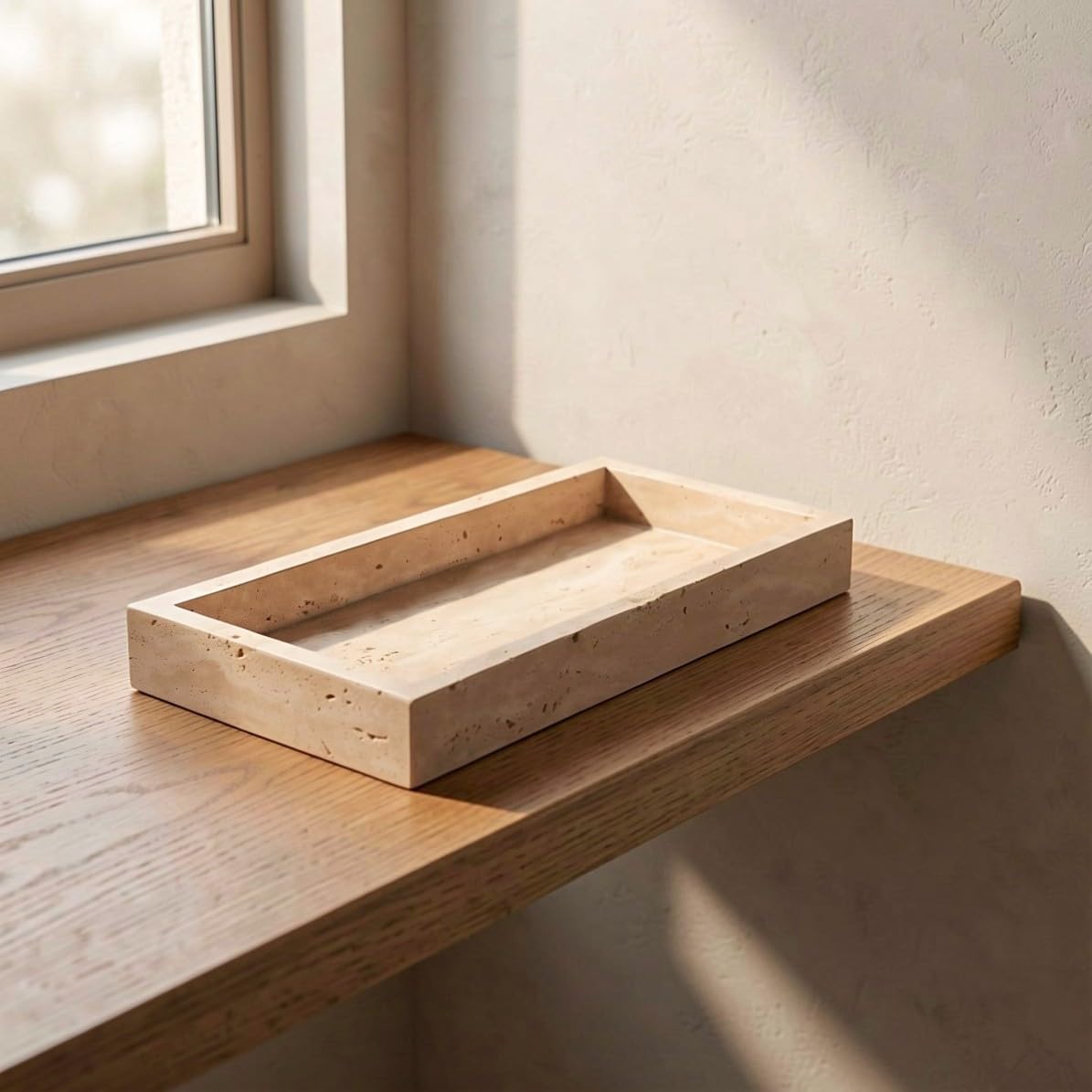 Bandeja de Baño de Mármol Rectangular, Organizador Vintage para