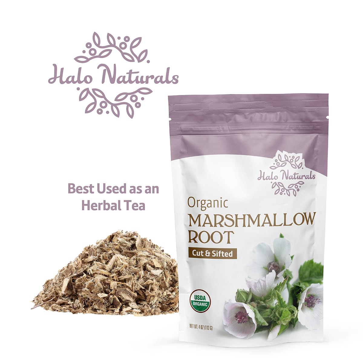 Organic Marshmallow Root Cut & Sifted 4 Ounces Althaea officinalis USDA Certified | Resealable Pouch| Packaged in The USA Pack of 1 product thumbnail 6