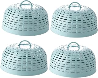 COLLBATH 4 Fundas Antipolvo para Alimentos Ideales para Exteriores De Malla Redondas Y Huecas Color Verde