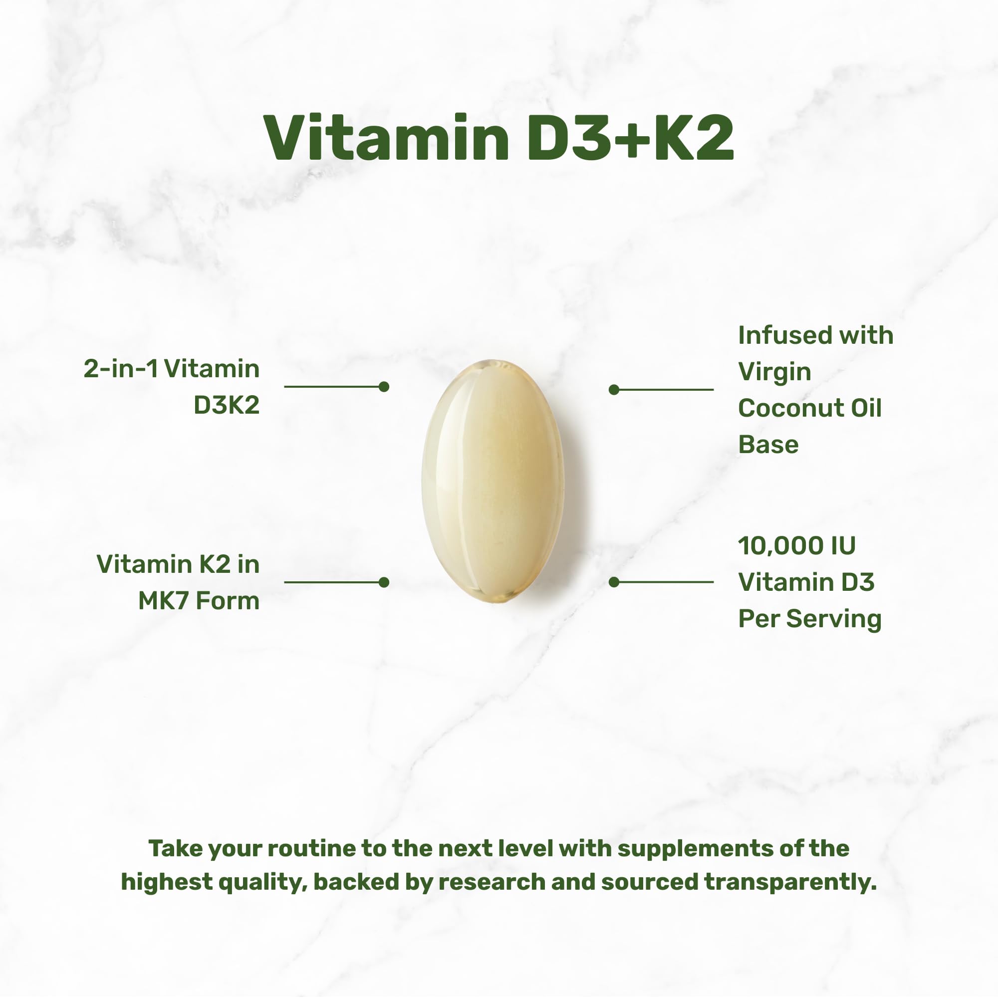 DEAL SUPPLEMENT Vitamin D3 10,000 IU + K2 MK7 200mcg Softgels, 250 Count | 2-in-1 Complex with Virgin Coconut Oil | Easy to Swallow — Amazon image 3