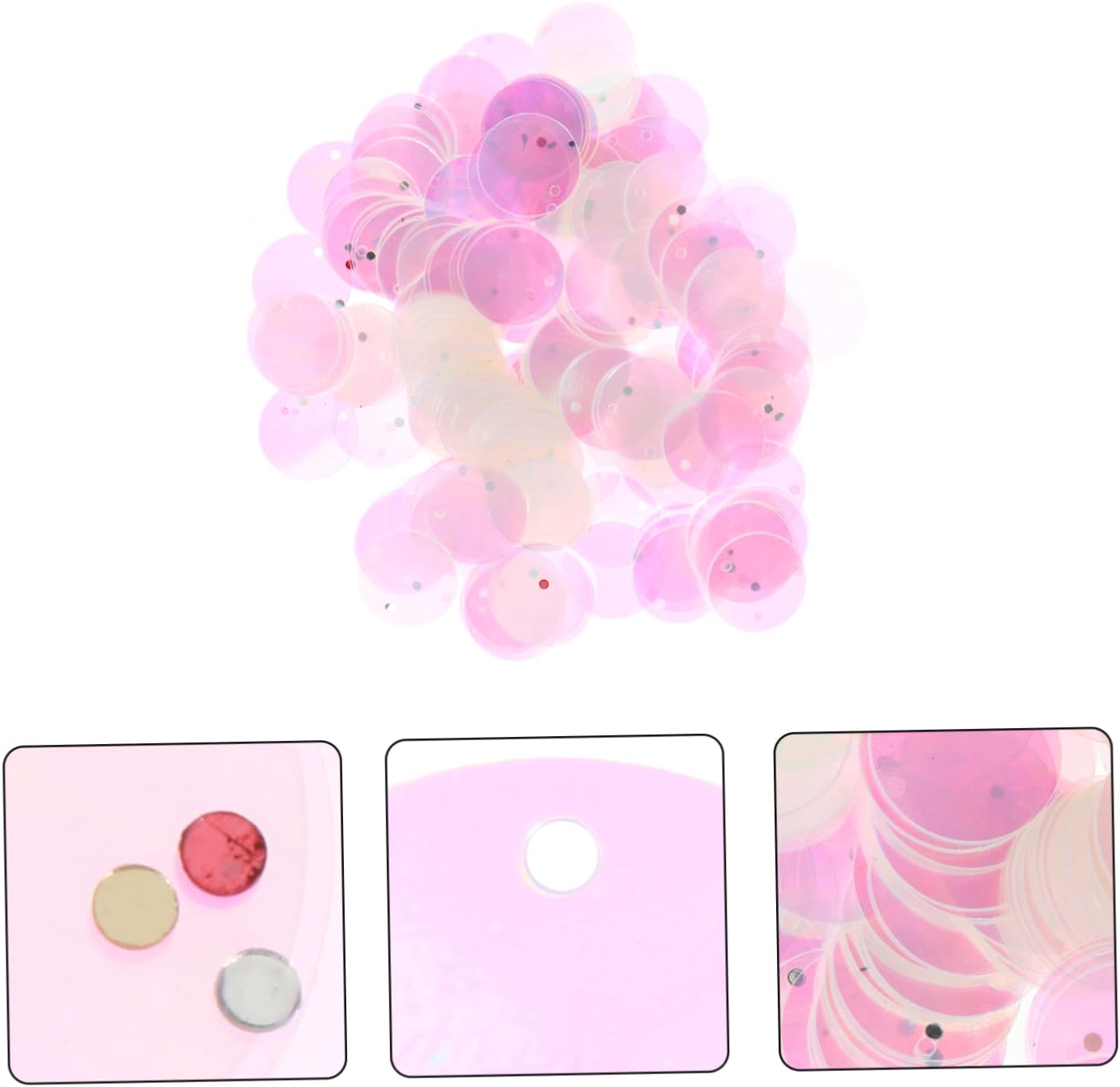 45g Pack Round Flat Sequins for DIY Clothing Supplies, Iridescent White Paillettes Embroidery Accessories, 15mm Loose Sequins for Handmade Crafts and Sewing Embellishments