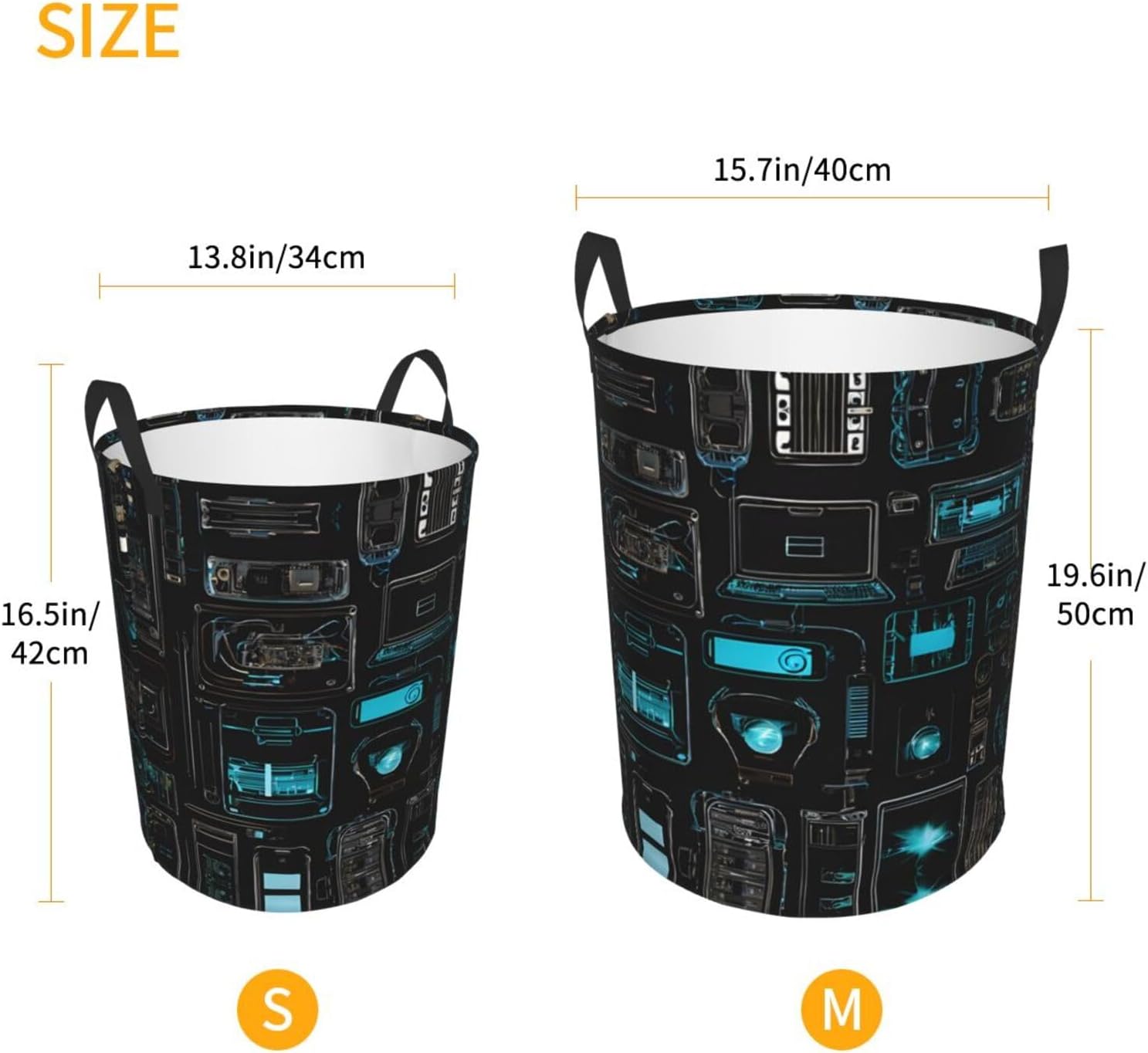 Laundry Baskets with Handles Waterproof Large Storage Basket, Collapsible Laundry Hampers, Laundry Room Organization & Apartment Essentials - Game Video Gaming Pattern, Medium image 5