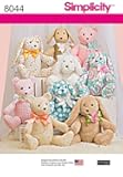 Simplicity Crafts Sewing Pattern 8044 Bear, Dog & Rabbit Stuffed Animal Toys