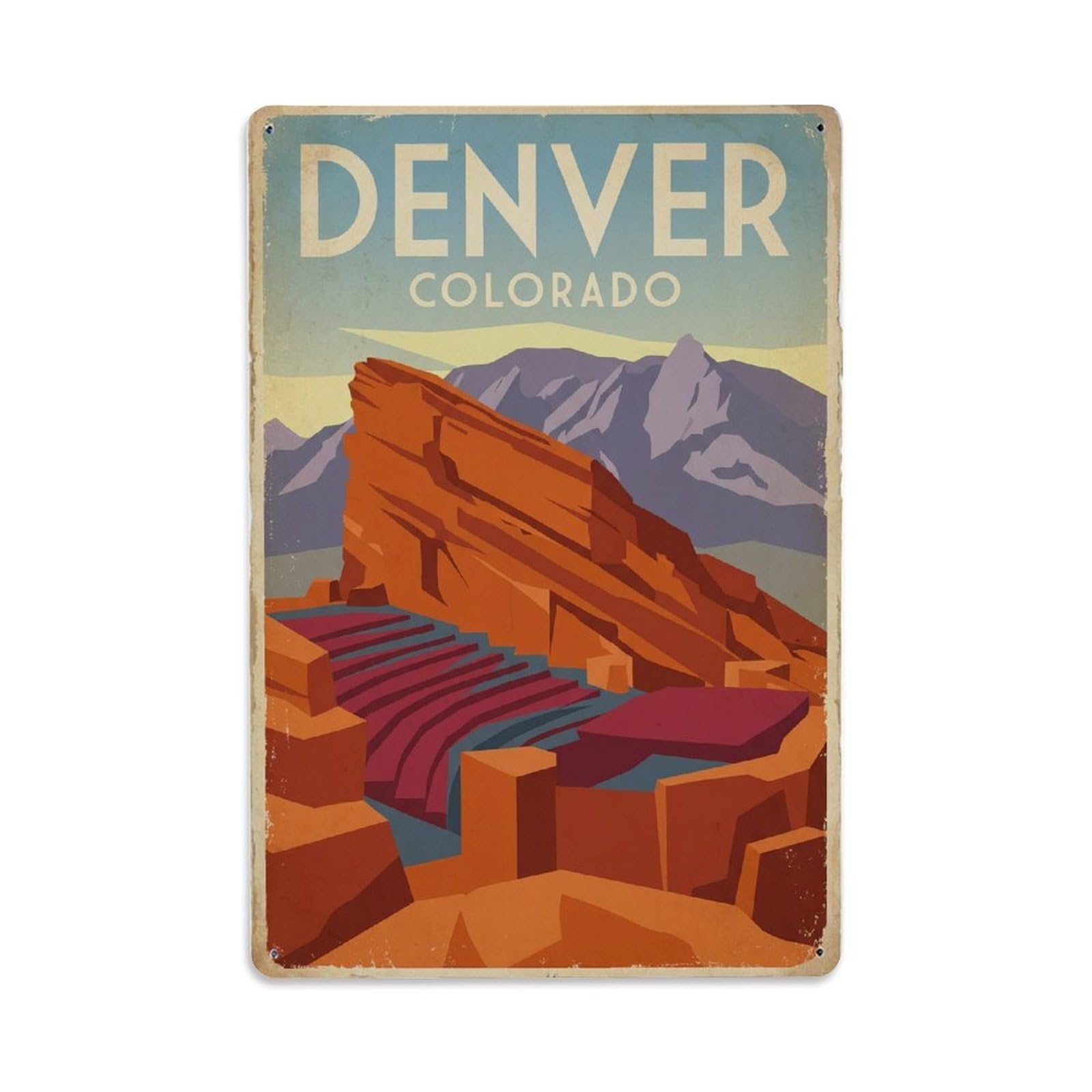 Xanthor Style Retro Travel Usa Denver Metal Tin Sign