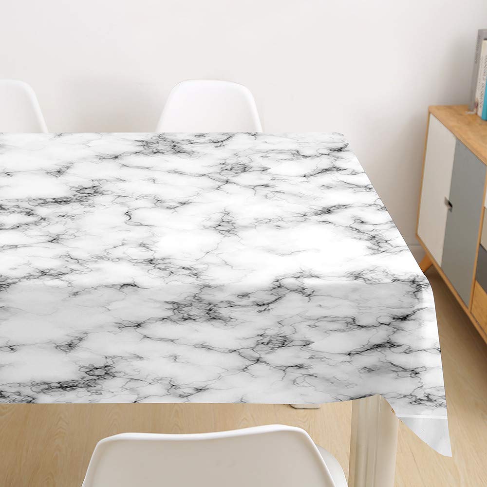 Mantel impermeable moderno con estampado de mármol, fácil cuidado, tela de poliéster resistente a las manchas, perfecto para cocina, comedor y uso al aire libre (C, 140 x 180 cm)