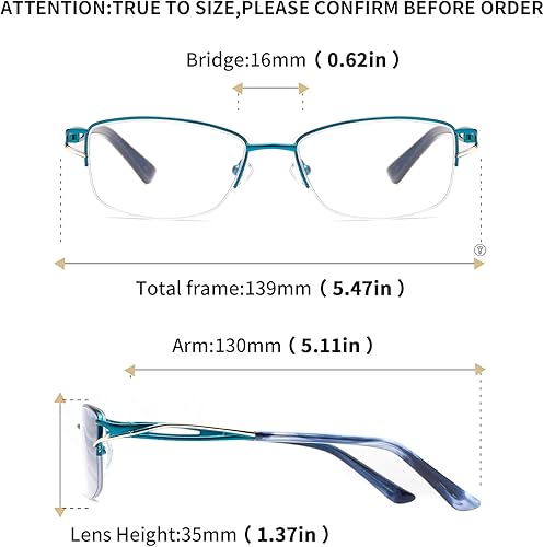Miniatura 7 de LianSan Metal Zero Top - Gafas de lectura progresivas multienfoque para mujeres, con bloqueo de luz azul de medio borde, parte superior
