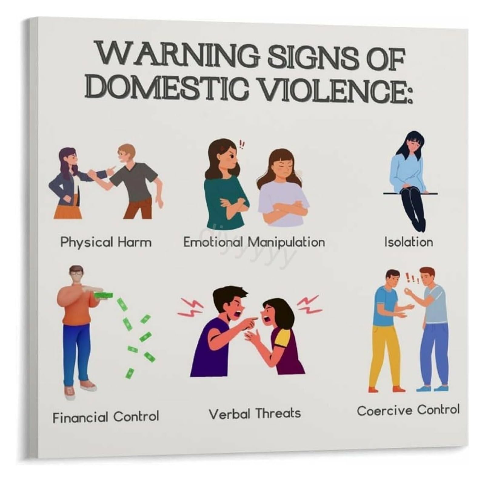 IDGTTLDF End Domestic Violence Poster Set Healthy Relationship Awareness Visual Aid Wall Decor for Shelter Counseling Room