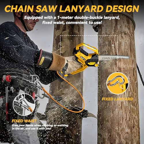 Mini Chainsaw for Dewalt 20V Max Battery, 8-Inch and 6-Inch 2-IN-1 Cordless Electric Chain saw with Brushless Motor and Auto-Oiler, 800W Hand Mini Chainsaw for Tree Pruning Wood Cutting(No Battery) - Image 8