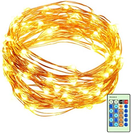 66ft LED String Lights Dimmable with Remote Control, ALPULON Waterproof Decorative Lights for Bedroom,Patio,Garden,Gate,Yard,Parties,Wedding(Copper Wire Lights, Warm White)