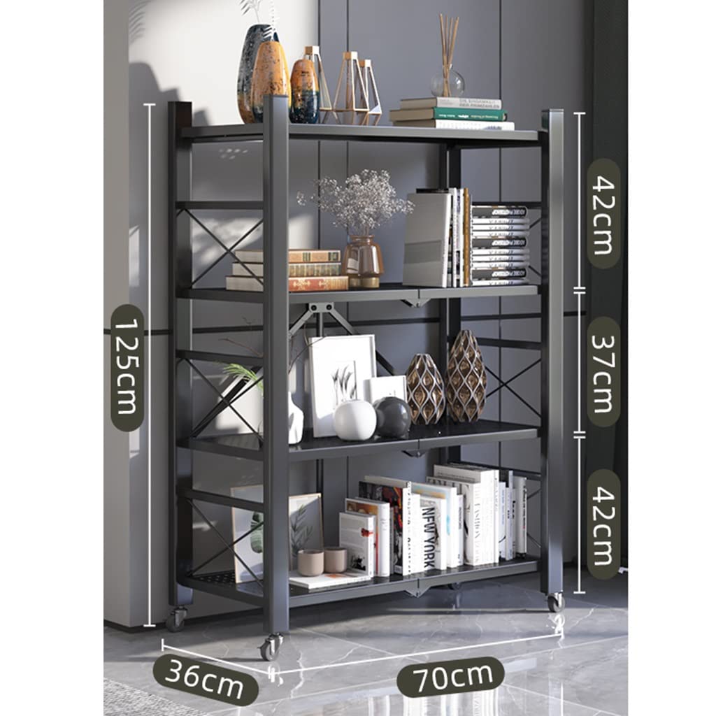 Estantería de Almacenamiento en Bastidor de Metal Plegable de Alta Resistencia de 4 Niveles con Ruedas Que se mueven fácilmente Estantes Organizadores Ideal para Cocina de Garaje (Color: C,