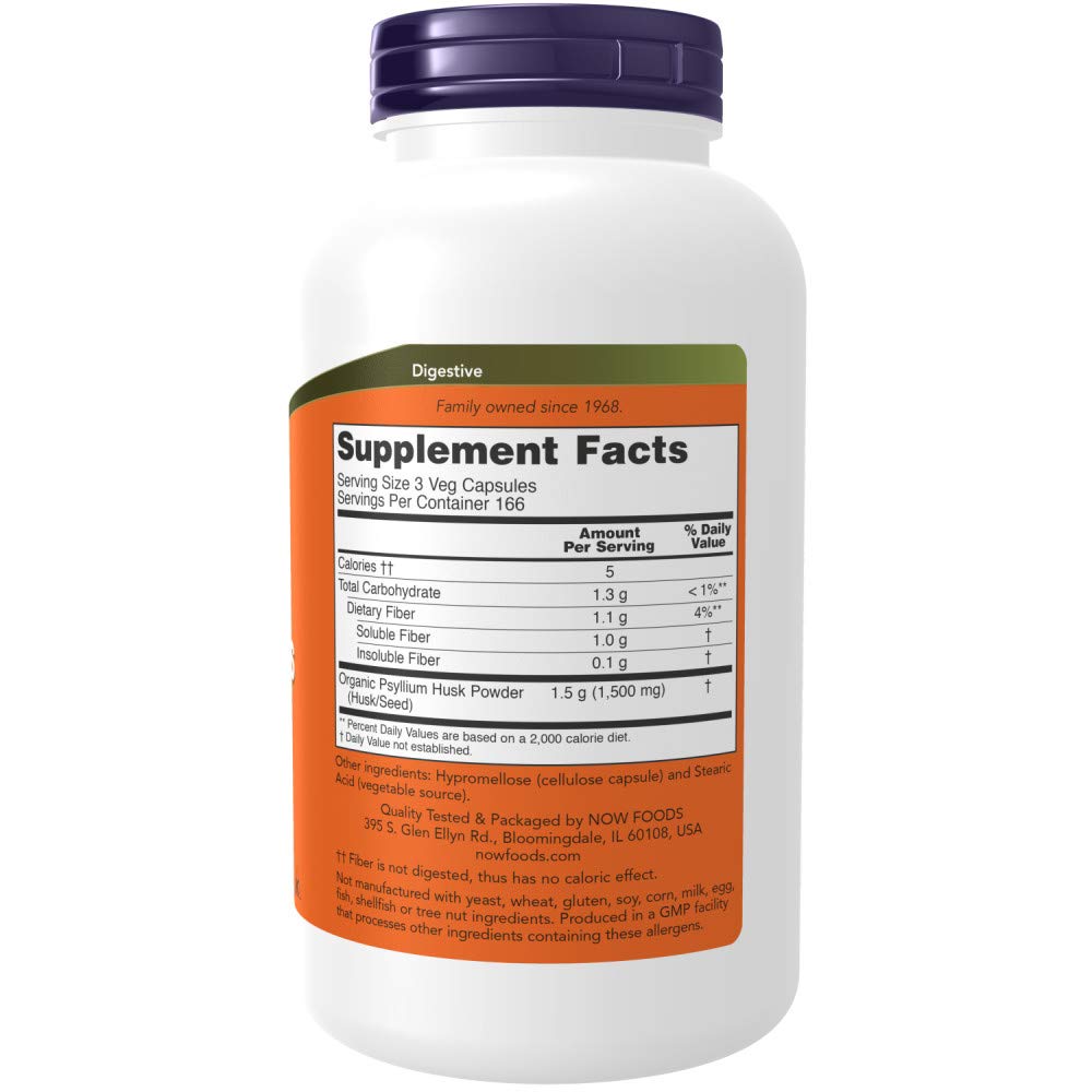 NOW Foods Psyllium Husk 500mg, 500 Capsule (2 Pack) — Amazon image 2