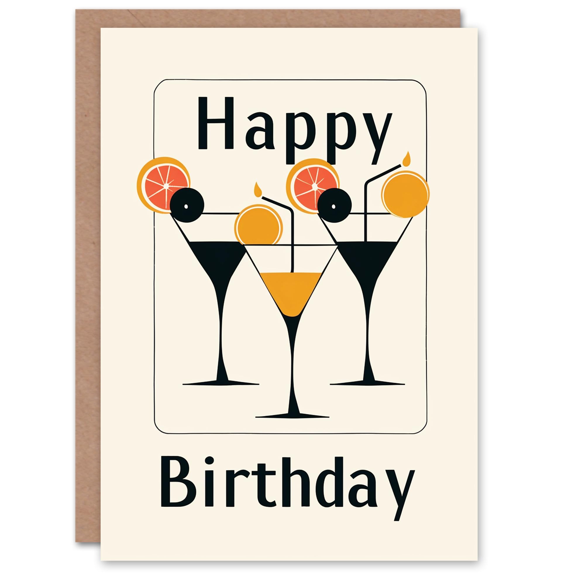 Artery8 Birthday Card Cocktail Drinks Minimalism For Her Gran Sister Niece Daughter Wife Woman Greeting Card