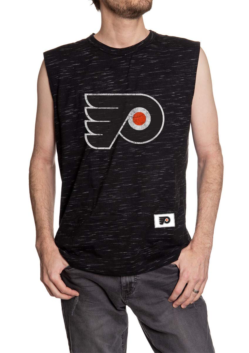 Calhoun NHL Men's Team Logo Crew Neck Space Dyed Cotton Sleeveless T-Shirt