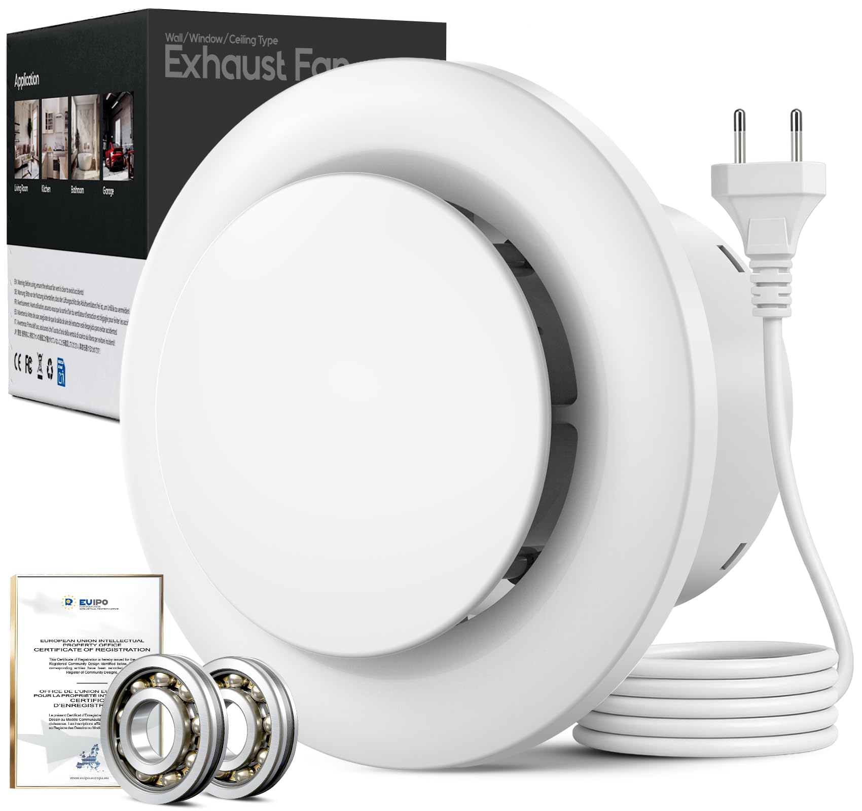 SBONNI Badlüfter 100mm, 12W Leiser Abluftventilator, 130m³/h Starker Lüftung Wandventilator, Geräuscharme Badezimmer Lüfter für Bad Küche,WC, Garage und Dachböden, 5 Jahre Garantie