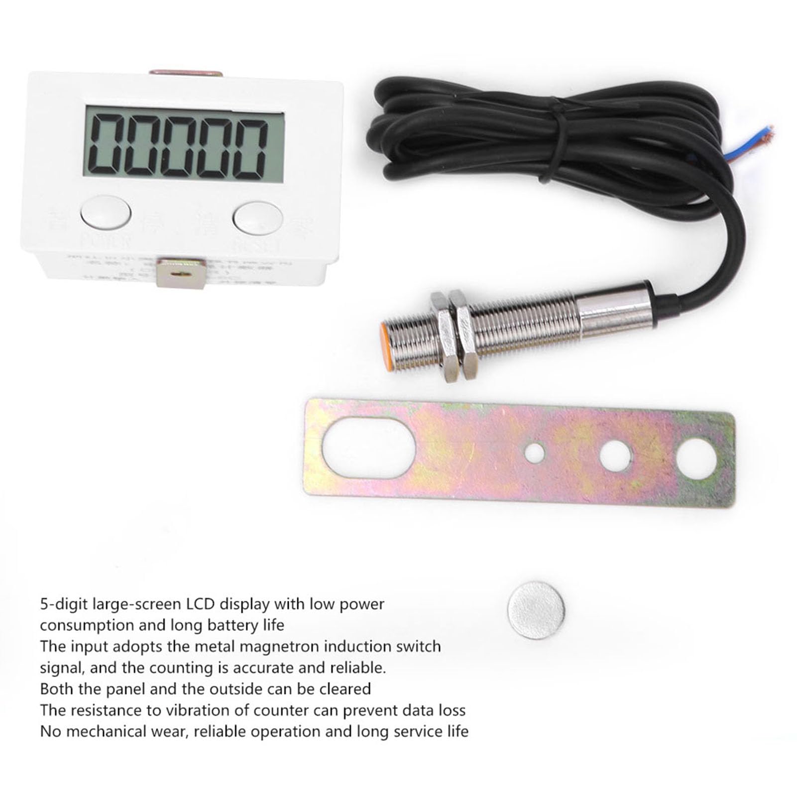 Respicefinem Digital Counter, LCD Digital Counter for Knitting Machine Electronic 0 to 999999 Counter with Magnetic Induction Switch Metal Sensor Frequency Counters