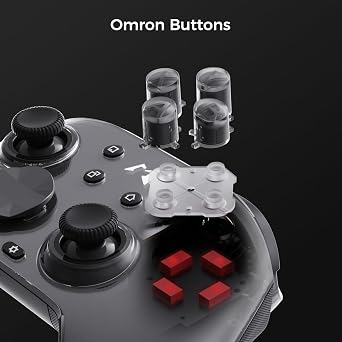 MOBAPAD Huben2 Wireless Switch Controller Pro PC Controller with ALPS Linear Motors, Pro Controller Switch, Omron Mechanical Buttons, 6-Axis Motion (Black)