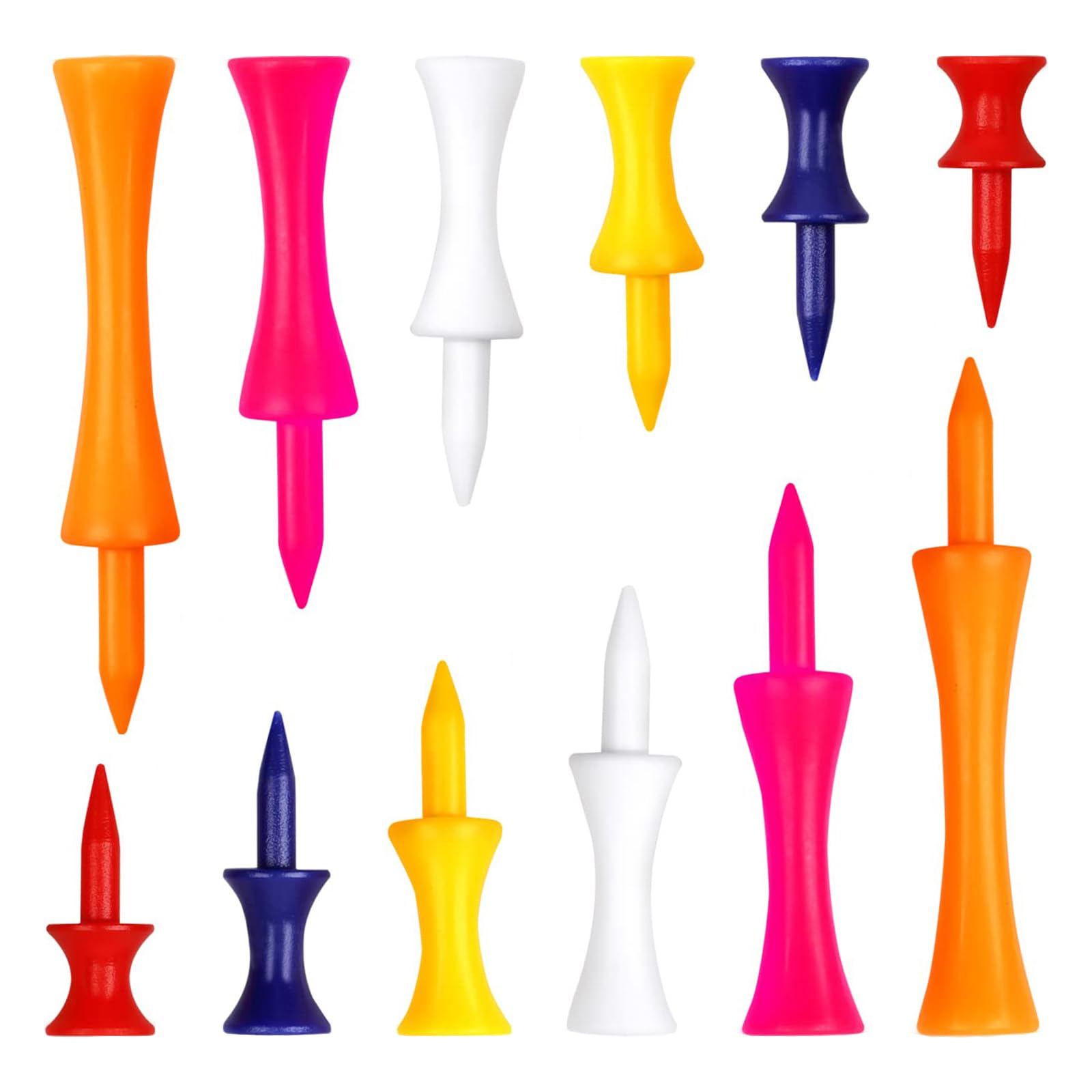 SinChic Golf Tees Plastic,90 PCS Plastic Castle Golf Tees Mixed Size Durable Tees in Assorted Colours Winter Practice Golf Accessories for Driving Range Trolley and Course