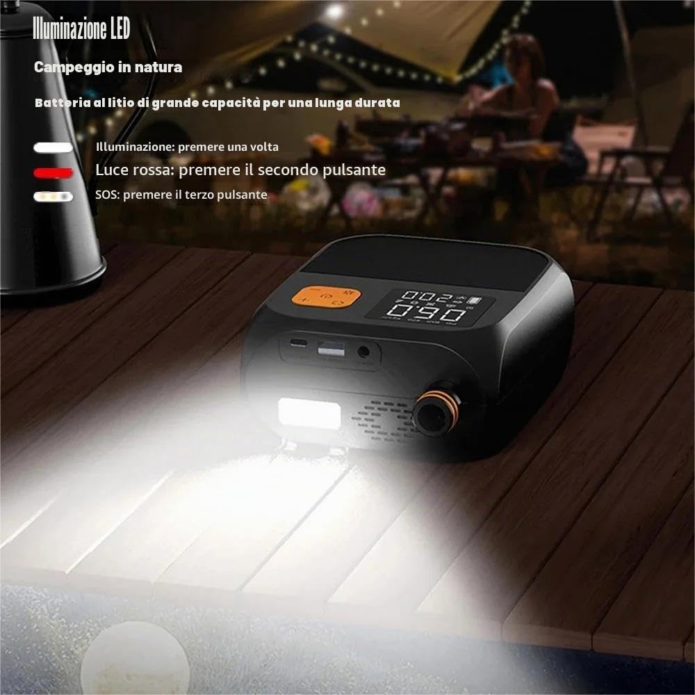 Pompa Paddle Elettrica 8000mAh, Pompa Ad Aria Senza Fili Con Funzione Di Gonfiaggio, Pompa Ad Aria Portatile Sup, Pressione Massima 25 Psi & Illuminazione LED, Adatta Per Kayak, Vele E Apparecchiature