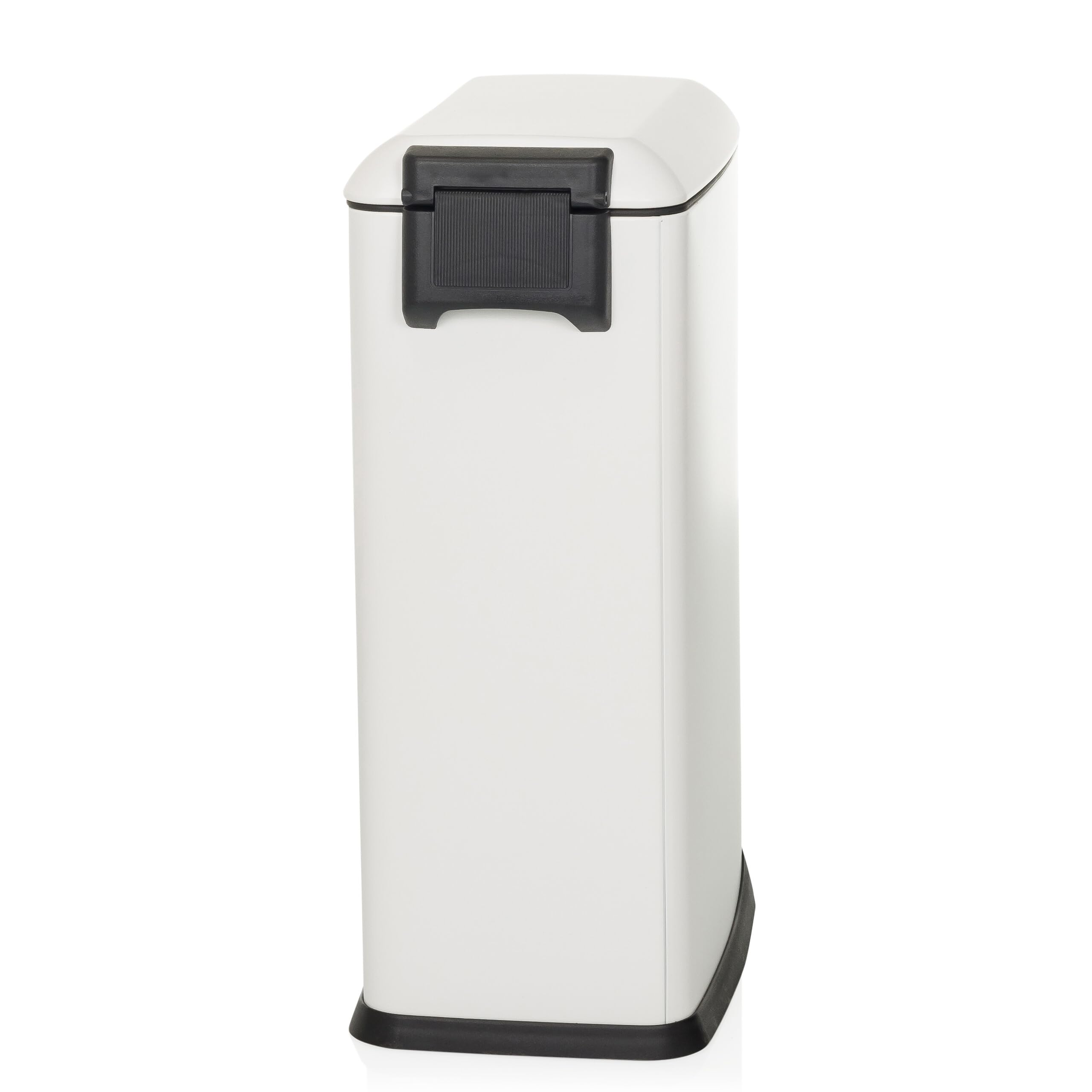 hjh OFFICE Mülleimer 20L, Treteimer mit Deckel, Softclose CLEAN Slim Stahl Abfalleimer schmal mit Inneneimer, Weiß, 56x34x22cm