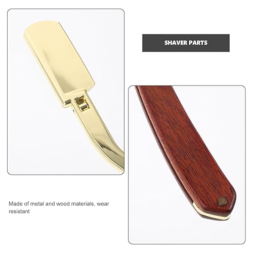 Miniatura 9 de EXCEART Maquinilla de afeitar recta de metal con borde plegable vintage de acero, cuchillos de afeitar, moldeador de cabello, bigote con mango de