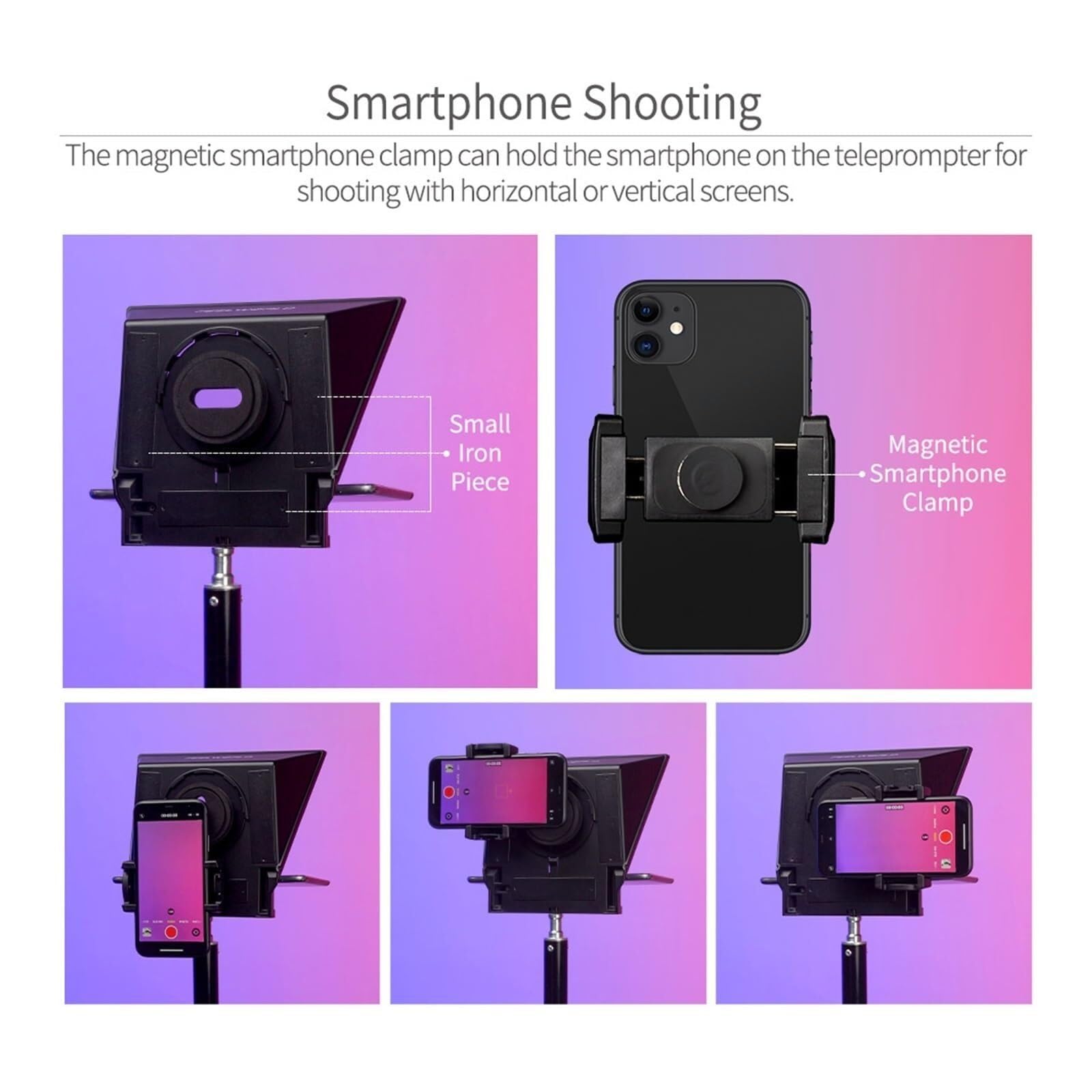 Teleprompter, Przenośny 8calowy Teleprompter Obsługuje Mniej Niż Smartfon Typu Tablet Fotograficzny, Który Wymaga Pilota
