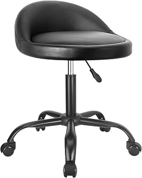 JOSTZHXIN Rolling Stool with Back, Drafting Work Tattoo Massage SPA PU Leather Salon Chair, Bar Stool Home Office Swivel Chair Style 3