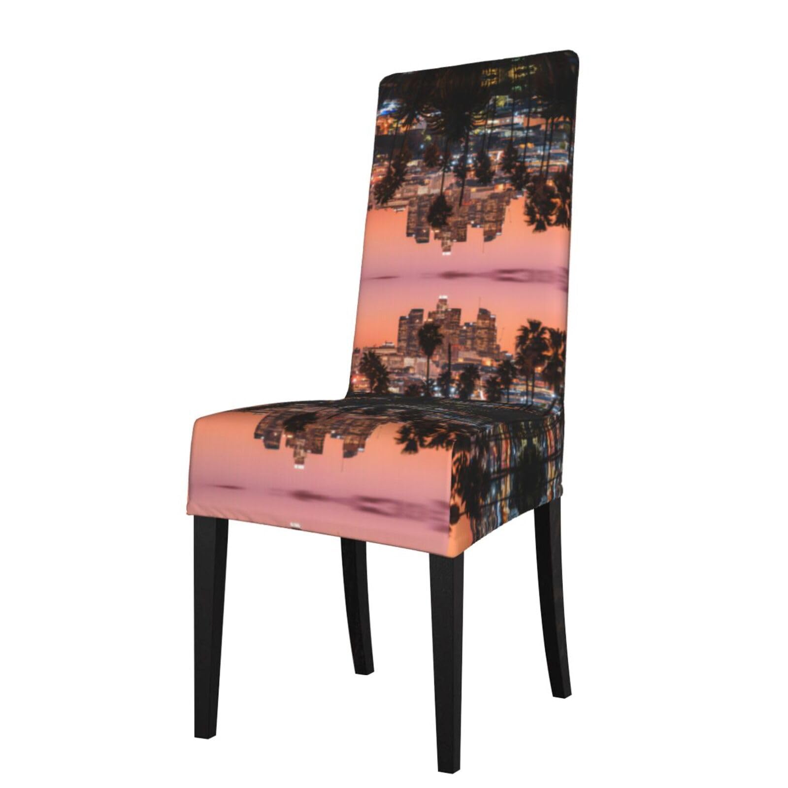 YYHWHJDE Los Angeles Palm Trees Prints Dining Chair Throw Covers - Stretchable Slipcovers, Ideal for Renewing Furniture & Protecting from Kids & Pets!