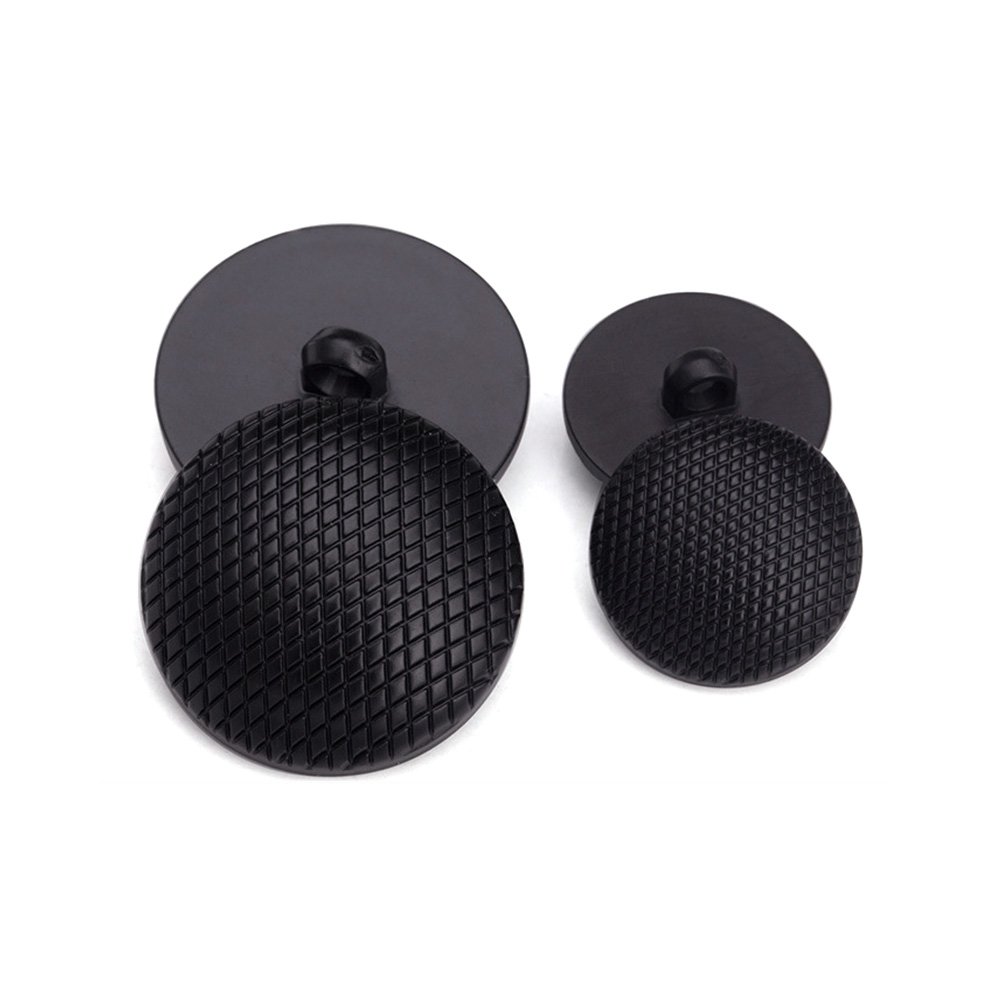 Anjing Black Resin Grid Button Suit Coat Garment Button Metal Shank Mushroom Buttons Sewing Craft Diy Flat 15Mm