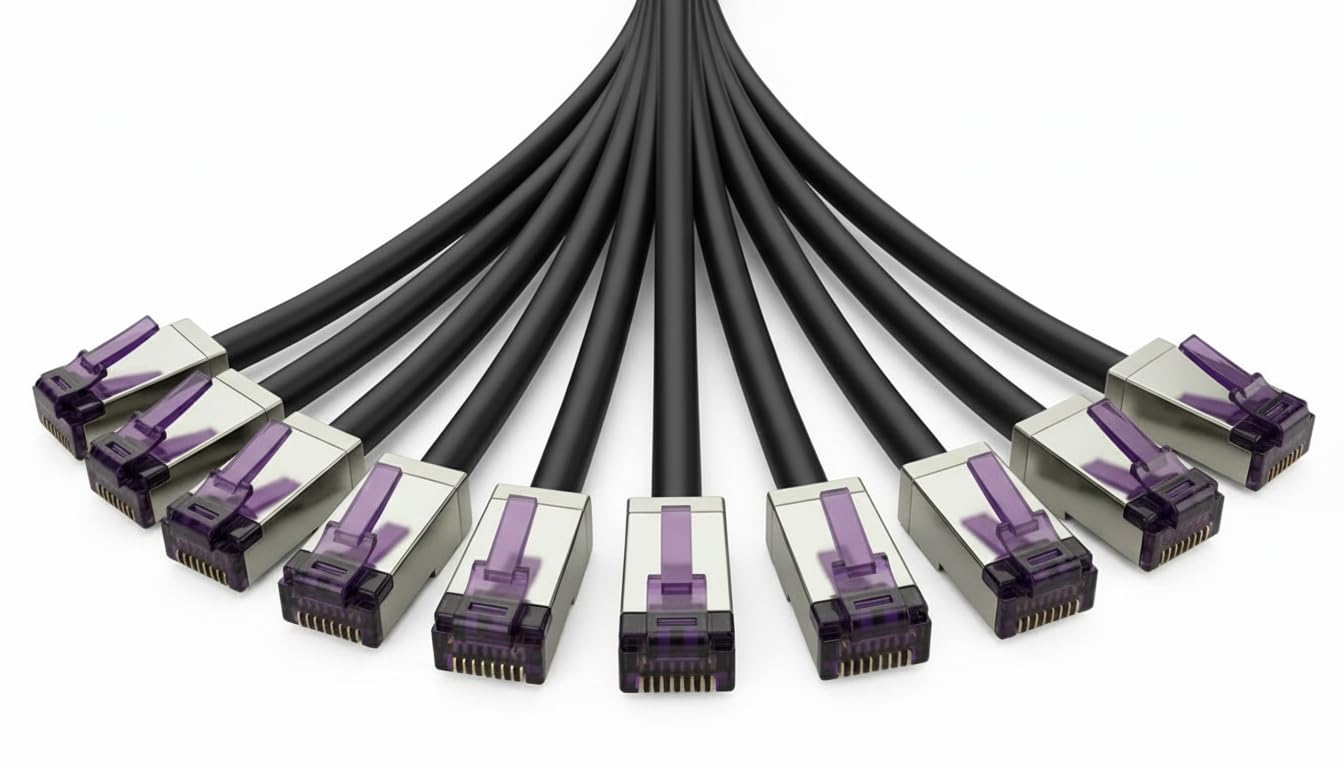 Кабель SuperFlex CAT 6A LAN — 0,5 м — черный — 10 штук — сетевой кабель/патч-кабель RJ45, S/FTP, 10 Гбит/с, 500 МГц
