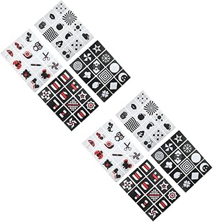 Milisten 4 Juegos Tarjeta de educación temprana visual en blanco y negro Estimulación visual para bebés tarjetas de estimulacion visual flashcards de bebé de alto contraste Papel