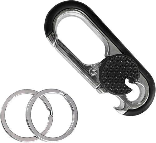 Augeny Llavero de coche con abridor de botellas, soporte para llavero de automóvil antipérdida, accesorios universales para hombres y mujeres (negro)