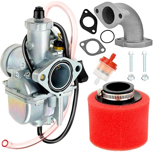 VM22 26mm Carburetor for 125cc 110cc Lifan YX Apollo RFZ Pit Dirt Bike XR50 CRF70 Zongshen Boom Vader KLX SSR BBR Thumpstar Braaap Atomic DHZ 4 Stroke 140cc Carb with Air Filter Intake Manifold Pipe