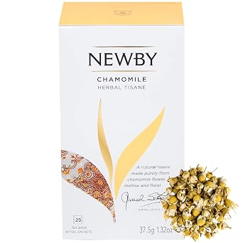 Chamomile Herbal Tea 25 Individually Wrapped Tea Bags Soothing & Caffeine-Free by Newby Teas