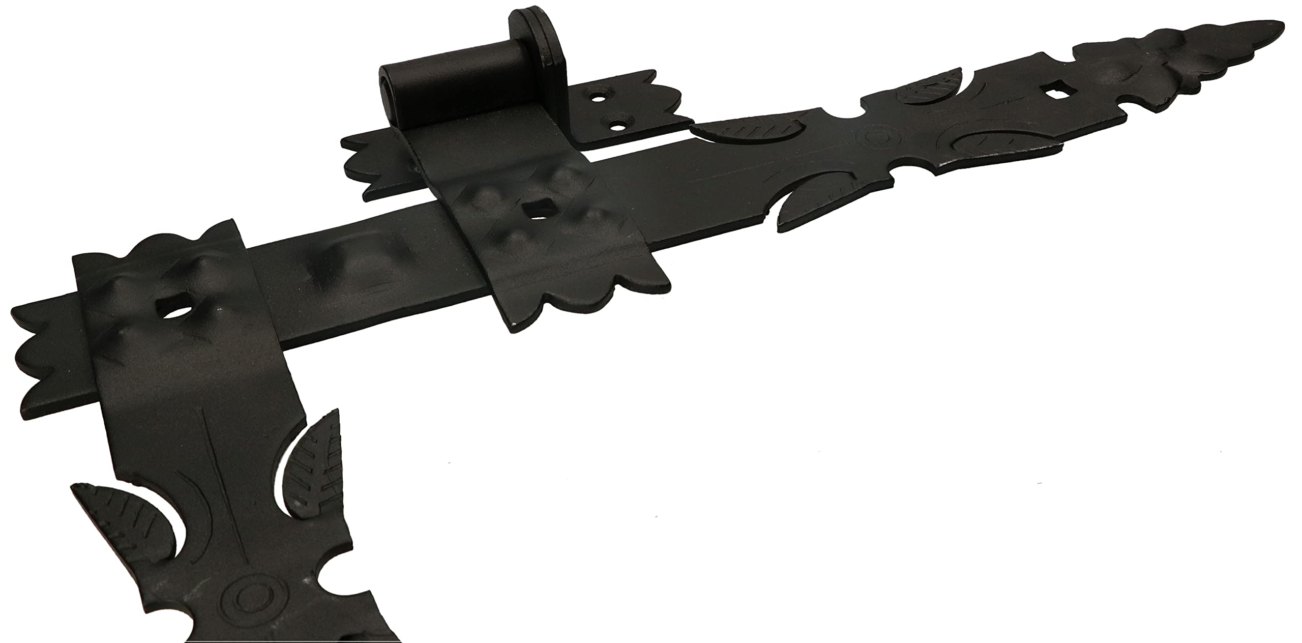 KOTARBAU® 2 x Bisagras angulares de acero forjado, Herraje para contraventanas, puertas, Bisagras en L 800 mm, Bisagras para contraventanas de madera, Bisagras decorativas, 2 Goznes con pernios, Negro