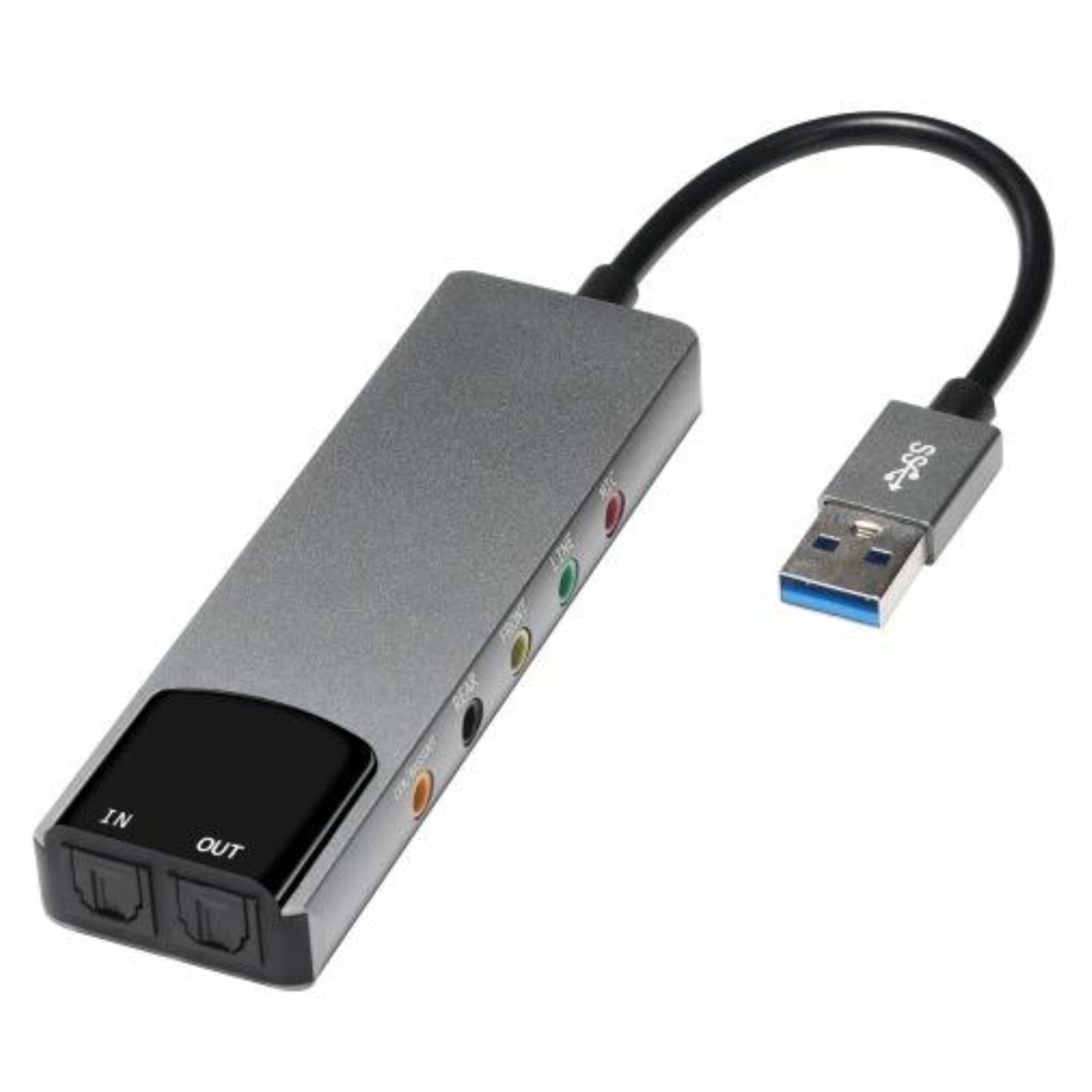 COOLCOLD 6-in-1 USB External Sound Card | Multi-Functional Audio Adapter with SPDIF Optical Output, 5.1 Surround Sound Support, AC-3 Compatible, Plug & Play USB Sound Card for PC, Laptop
