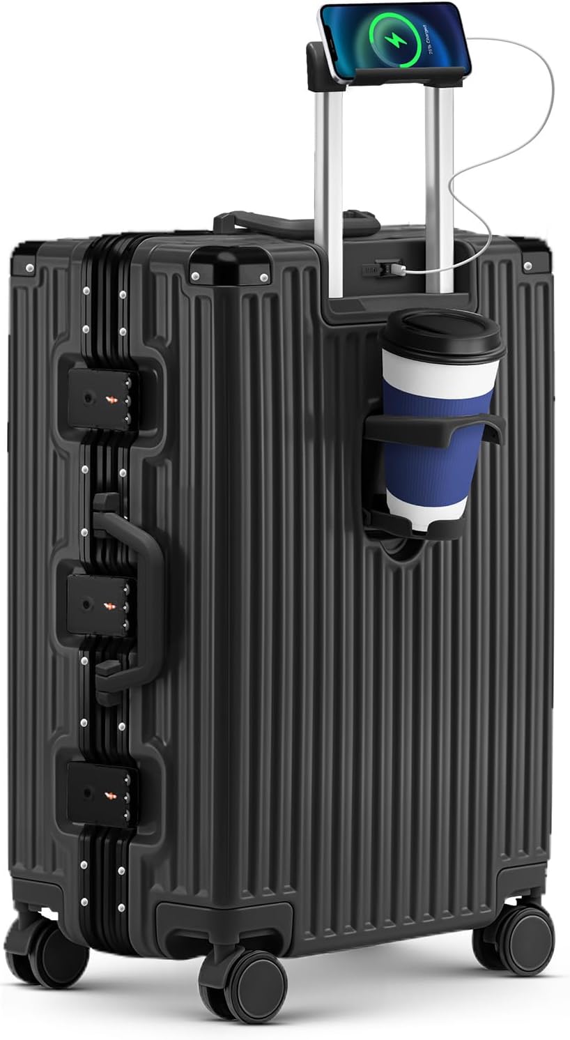 Zipperless Suitcase, 28 Inch Checked Luggage, Hardshell