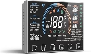 BSEED WiFi Smart Thermostat: Touch Screen, 7-Day Programmable, Energy Saving, Alexa/Google/Siri Compatible, Easy DIY Install w/ C-Wire Adapter - Black