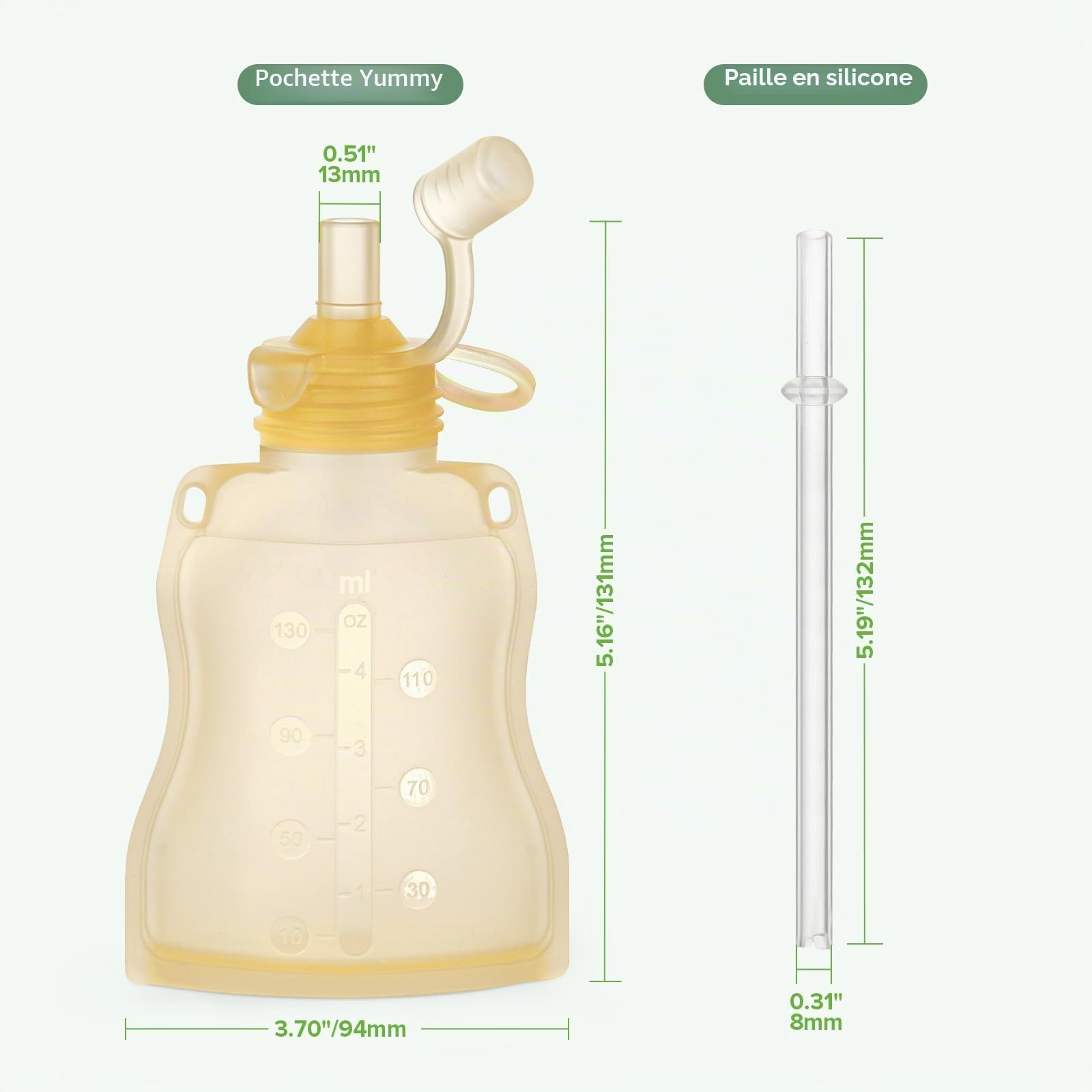 Haakaa Silicone Sacoches alimentaires pour bébés - Sacs réutilisables pour bébés à pression