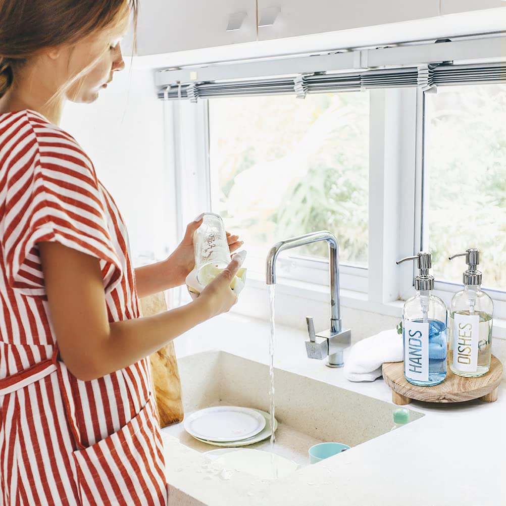 JASAI 2Pack 18OZ Glass Soap Dispenser with Rustproof 304 Stainless Steel Pump - Image 4