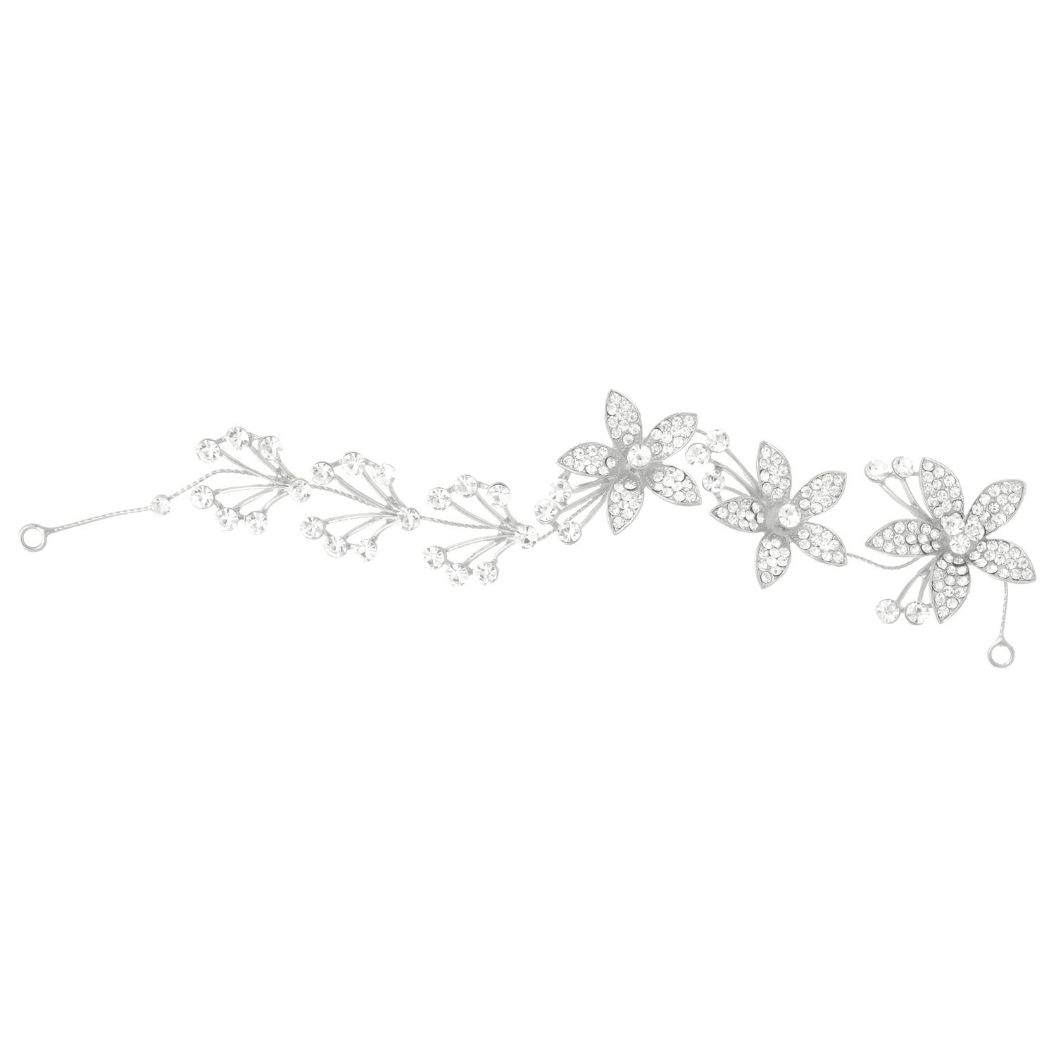 Dazzling Silver Floral Crystal Bridal/wedding Hair/Head Band Tiara-image-10